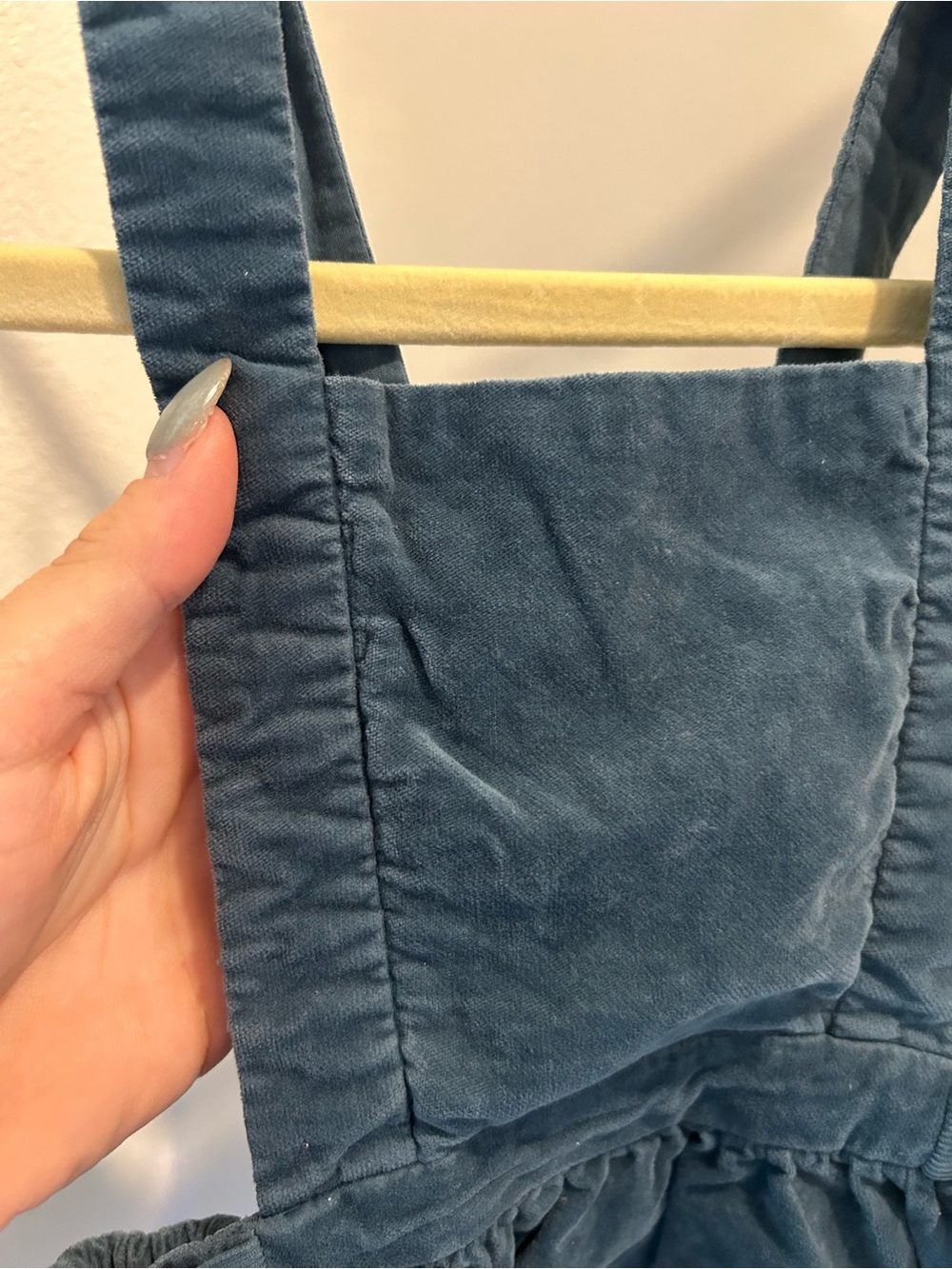 Zara Girls Blue Green Velvet Corduroy Jumper Dress - Picture 2 of 6